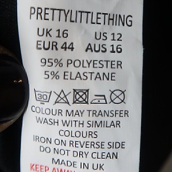 PRETTY LITTLE THING BLACK LONG SHEER SLEEVE DRESS ROUCHED DETAIL SIZE 12 NWT - Picture 3 of 10